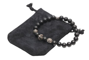 CHROME HEARTS クロムハーツ 8mm BEAD 8mm ビーズブレスレット 重量約30.0g オニキス シルバー925 美品 中古 4b013376
