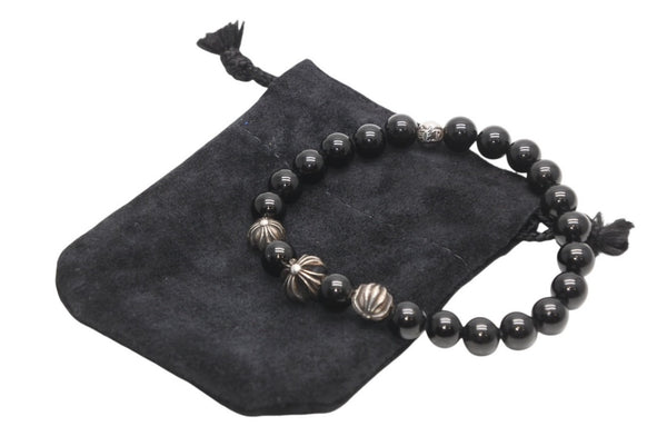 CHROME HEARTS クロムハーツ 8mm BEAD 8mm ビーズブレスレット 重量約30.0g オニキス シルバー925 美品 中古 4b013376