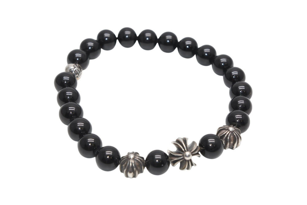 CHROME HEARTS クロムハーツ 8mm BEAD 8mm ビーズブレスレット 重量約30.0g オニキス シルバー925 美品 中古 4b013376