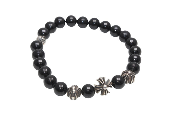 CHROME HEARTS クロムハーツ 8mm BEAD 8mm ビーズブレスレット 重量約30.0g オニキス シルバー925 美品 中古 4b013376