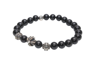 CHROME HEARTS クロムハーツ 8mm BEAD 8mm ビーズブレスレット 重量約30.0g オニキス シルバー925 美品 中古 4b013376