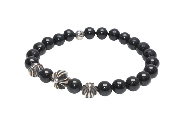 CHROME HEARTS クロムハーツ 8mm BEAD 8mm ビーズブレスレット 重量約30.0g オニキス シルバー925 美品 中古 4b013376