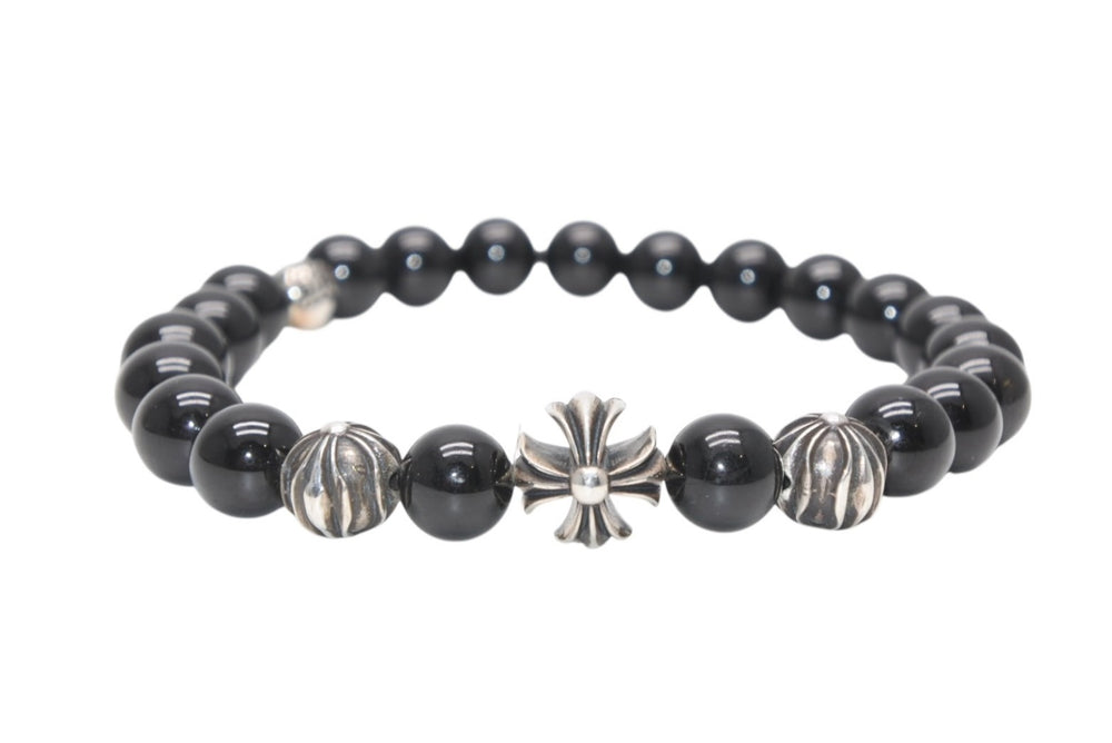 CHROME HEARTS 8mm BEAD 8mm bead bracelet Weight approx. 30.0g Onyx Silver 925 Good Condition Used 4b013376