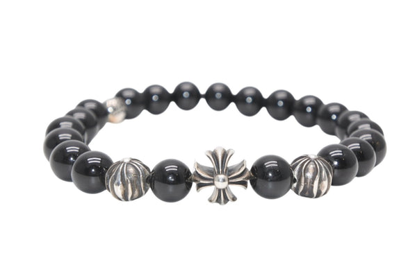CHROME HEARTS クロムハーツ 8mm BEAD 8mm ビーズブレスレット 重量約30.0g オニキス シルバー925 美品 中古 4b013376