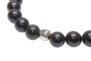 CHROME HEARTS クロムハーツ 8mm BEAD 8mm ビーズブレスレット 重量約30.0g オニキス シルバー925 美品 中古 4b013376