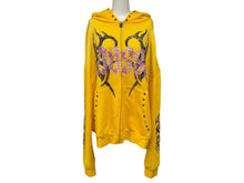 Load image into Gallery viewer, 新品未使用 BOSSI SPORTSWEAR ボッシ スポーツウェア ジップアップフーディー サイズL ラインストーン スタッズ イエロー 中古 sssss