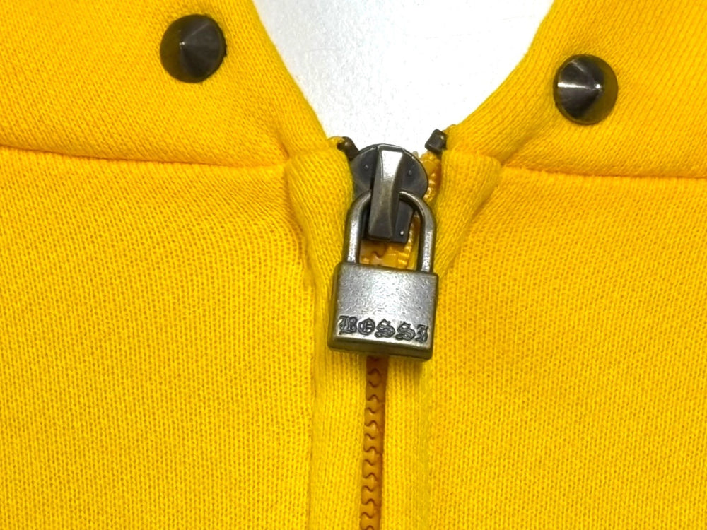 New and unused BOSSI SPORTSWEAR Bossi Sportswear Zip Up Hoodie Size L Rhinestone Studs Yellow Used sssss