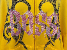 Load image into Gallery viewer, 新品未使用 BOSSI SPORTSWEAR ボッシ スポーツウェア ジップアップフーディー サイズL ラインストーン スタッズ イエロー 中古 sssss