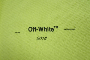 OFF WHITE オフホワイト パーカー スウェットパンツ コットン ネオンイエロー サイズL 美品 中古 4c071542