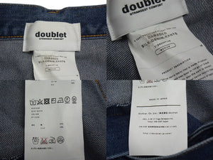 極美品 DOUBLET ダブレット DAMEGED SILK DENIM PANTS ダメージシルク デニム パンツ サイズ M インディゴ 中古 4c071691