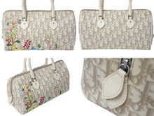 Load image into Gallery viewer, Christian Dior クリスチャンディオール エンブロイダリー トロッター ハンドバッグ ベージュ コーティングキャンバス レザー 花柄 美品 中古 4c075282