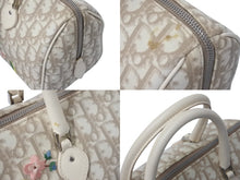 Load image into Gallery viewer, Christian Dior クリスチャンディオール エンブロイダリー トロッター ハンドバッグ ベージュ コーティングキャンバス レザー 花柄 美品 中古 4c075282