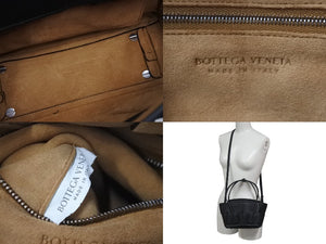 新品未使用 BOTTEGA VENETA ボッテガヴェネタ 2wayバッグ ハンドバッグ ショルダーバッグ ブラック レザー シルバー金具 中古 4c075684