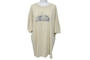 VINTAGE Vintage DOMANI Alien Marijuana Short Sleeve T-shirt Old Clothes Light Beige Size XL Good Condition Used 4c075825