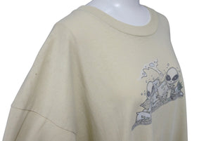 VINTAGE Vintage DOMANI Alien Marijuana Short Sleeve T-shirt Old Clothes Light Beige Size XL Good Condition Used 4c075825