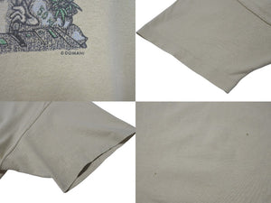 VINTAGE Vintage DOMANI Alien Marijuana Short Sleeve T-shirt Old Clothes Light Beige Size XL Good Condition Used 4c075825