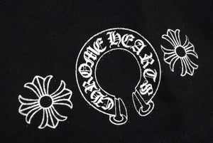 CHROME HEARTS クロムハーツ グラデーション サークルプリント 半袖Ｔシャツ ブラック ロゴ CH コットン サイズXL 美品 中古 4c070291