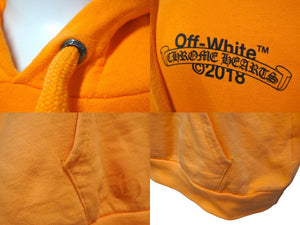 CHROME HEARTS × Off-White クロムハーツ オフホワイト パーカー フーディー サイズXXL オレンジ 18SS 美品 中古 4c071790