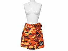 Load image into Gallery viewer, 極美品 MIUMIU ミュウミュウ ミリタリーカーゴスカート MG1204 1TGX コットン エラステイン オレンジ イエロー ブラック 38 中古 4b006219