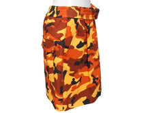Load image into Gallery viewer, 極美品 MIUMIU ミュウミュウ ミリタリーカーゴスカート MG1204 1TGX コットン エラステイン オレンジ イエロー ブラック 38 中古 4b006219