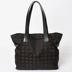 極美品 CHANEL シャネル ニュートラベルライン トートバッグ ハンドバッグ 9番台 ココマーク ジャガード ナイロン ブラウン 中古 4a005782