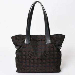 極美品 CHANEL シャネル ニュートラベルライン トートバッグ ハンドバッグ 9番台 ココマーク ジャガード ナイロン ブラウン 中古 4a005782