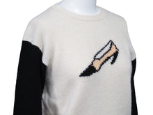 画像をギャラリービューアに読み込む, CHANEL シャネル 95A P05573V00254 ヴィンテージ ヒール カシミヤ ニット セーター 42 ホワイト ブラック 良好 23887
