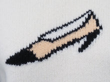 画像をギャラリービューアに読み込む, CHANEL シャネル 95A P05573V00254 ヴィンテージ ヒール カシミヤ ニット セーター 42 ホワイト ブラック 良好 23887