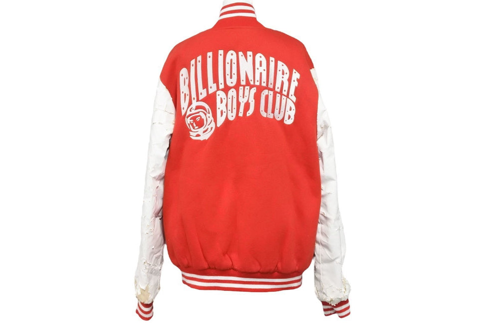 Billionaire Boys Club ビリオネアボーイズクラブ スタジャン 袖革ジャンパー デカロゴ刺繍 BBCアイスクリーム M 美品 中古 25240