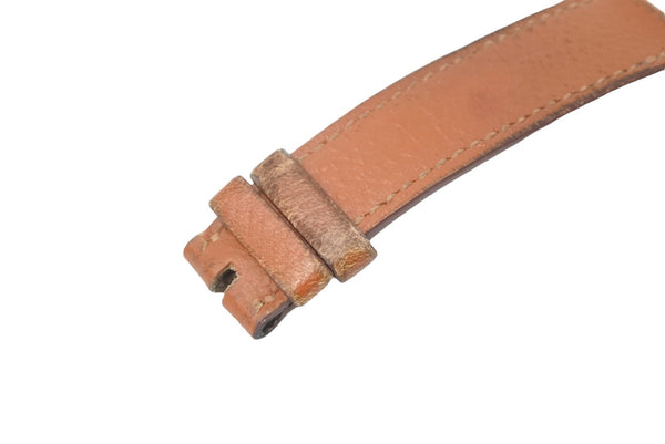 HERMES H watch leather belt watch strap leather brown used 25558