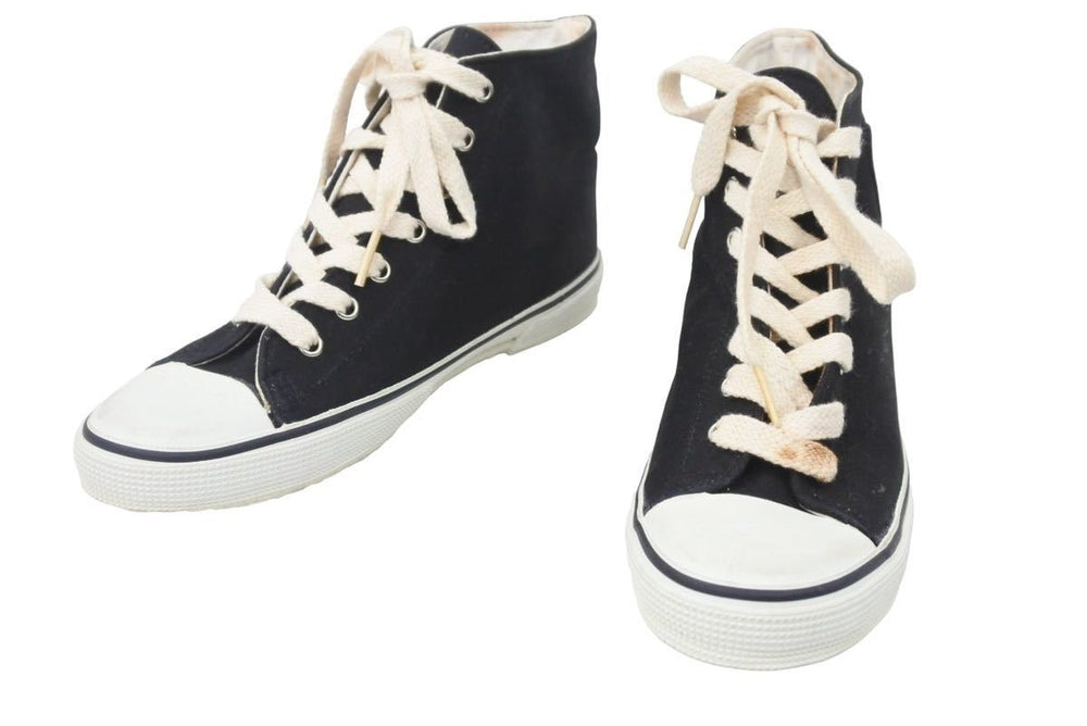 CHANEL CHANEL High Cut Sneakers Coco Mark Flat Black White 36 Silver Metal Fittings Left Coco Mark Missing Good Item Used 28492