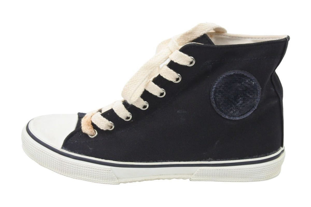 CHANEL CHANEL High Cut Sneakers Coco Mark Flat Black White 36 Silver Metal Fittings Left Coco Mark Missing Good Item Used 28492