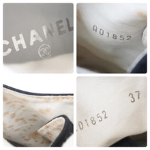 画像をギャラリービューアに読み込む, CHANEL シャネル ハイカットスニーカー ココマーク フラット ブラック ホワイト 36 シルバー金具 左ココマーク欠品 良品 中古 28492