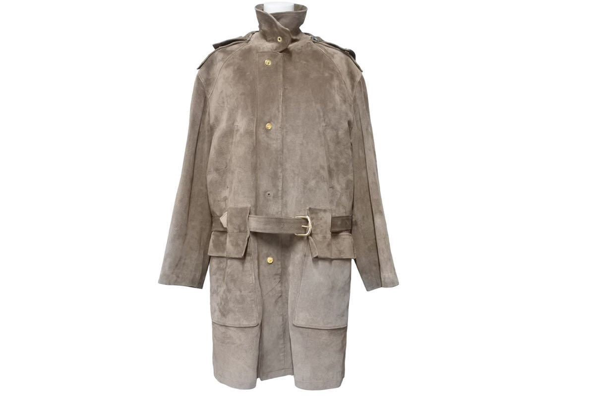 グッチ　レザーロングコート　ディオニュソス　スエード　黒　金具　ヴィンテージ 人気のナポレオンコート 135、フェイクレザーのクロコダイル模様