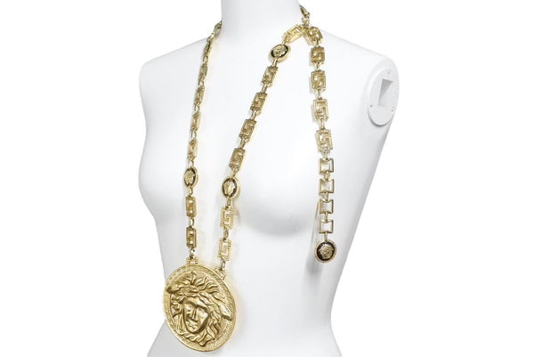 VERSACE ヴェルサーチ ヴィンテージ メデューサペンダントトップジャンボネックレス ゴールド 美品 中古 29190