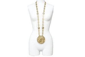VERSACE ヴェルサーチ ヴィンテージ メデューサペンダントトップジャンボネックレス ゴールド 美品 中古 29190