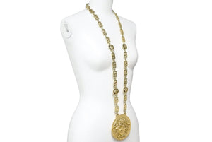 VERSACE ヴェルサーチ ヴィンテージ メデューサペンダントトップジャンボネックレス ゴールド 美品 中古 29190