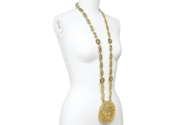 VERSACE ヴェルサーチ ヴィンテージ メデューサペンダントトップジャンボネックレス ゴールド 美品 中古 29190