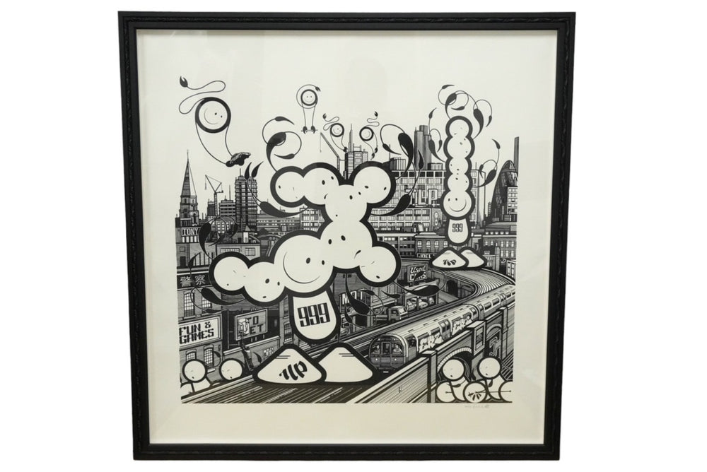 新品同様 THE LONDON POLICE ロンドンポリス East East East シルクスクリーンペーパー 30枚限定 サイン付き 絵画 ポスター 中古 30049