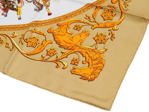 [USED/Used] HERMES Scarf Carre 90 Walk to Longchamp Beige Orange Very Good Condition Used 30989