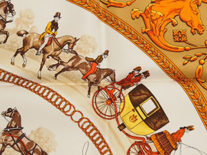 [USED/Used] HERMES Scarf Carre 90 Walk to Longchamp Beige Orange Very Good Condition Used 30989