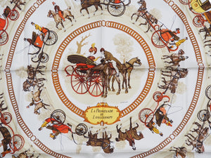 [USED/Used] HERMES Scarf Carre 90 Walk to Longchamp Beige Orange Very Good Condition Used 30989