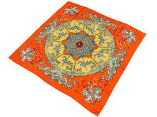Load image into Gallery viewer, HERMES エルメス スカーフ カレ90 シルク LUNA PARK 遊園地 メリーゴーランド 馬柄 レッド オレンジ イエロー 美品 中古 31637