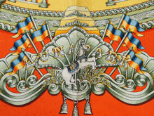 Load image into Gallery viewer, HERMES エルメス スカーフ カレ90 シルク LUNA PARK 遊園地 メリーゴーランド 馬柄 レッド オレンジ イエロー 美品 中古 31637