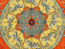 Load image into Gallery viewer, HERMES エルメス スカーフ カレ90 シルク LUNA PARK 遊園地 メリーゴーランド 馬柄 レッド オレンジ イエロー 美品 中古 31637