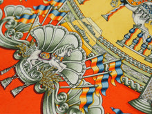 Load image into Gallery viewer, HERMES エルメス スカーフ カレ90 シルク LUNA PARK 遊園地 メリーゴーランド 馬柄 レッド オレンジ イエロー 美品 中古 31637