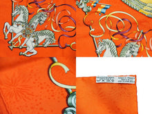 Load image into Gallery viewer, HERMES エルメス スカーフ カレ90 シルク LUNA PARK 遊園地 メリーゴーランド 馬柄 レッド オレンジ イエロー 美品 中古 31637