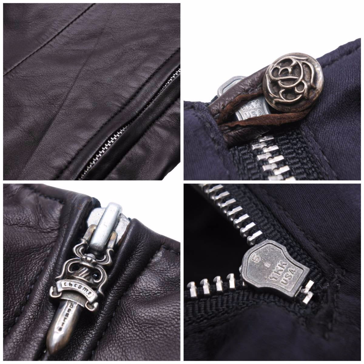 CHROME HEARTS クロムハーツ レザーワンピース ノースリーブ ブラウン クロスパッチ ダガー オーダー サイズM 美品 31702 –  Casanova Vintage