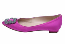 画像をギャラリービューアに読み込む, MANOLO BLAHNIK マノロブラニク フラット パンプス ハンギシ サテン 36 ピンク レディース ビジュー 靴 32357