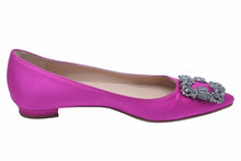 画像をギャラリービューアに読み込む, MANOLO BLAHNIK マノロブラニク フラット パンプス ハンギシ サテン 36 ピンク レディース ビジュー 靴 32357